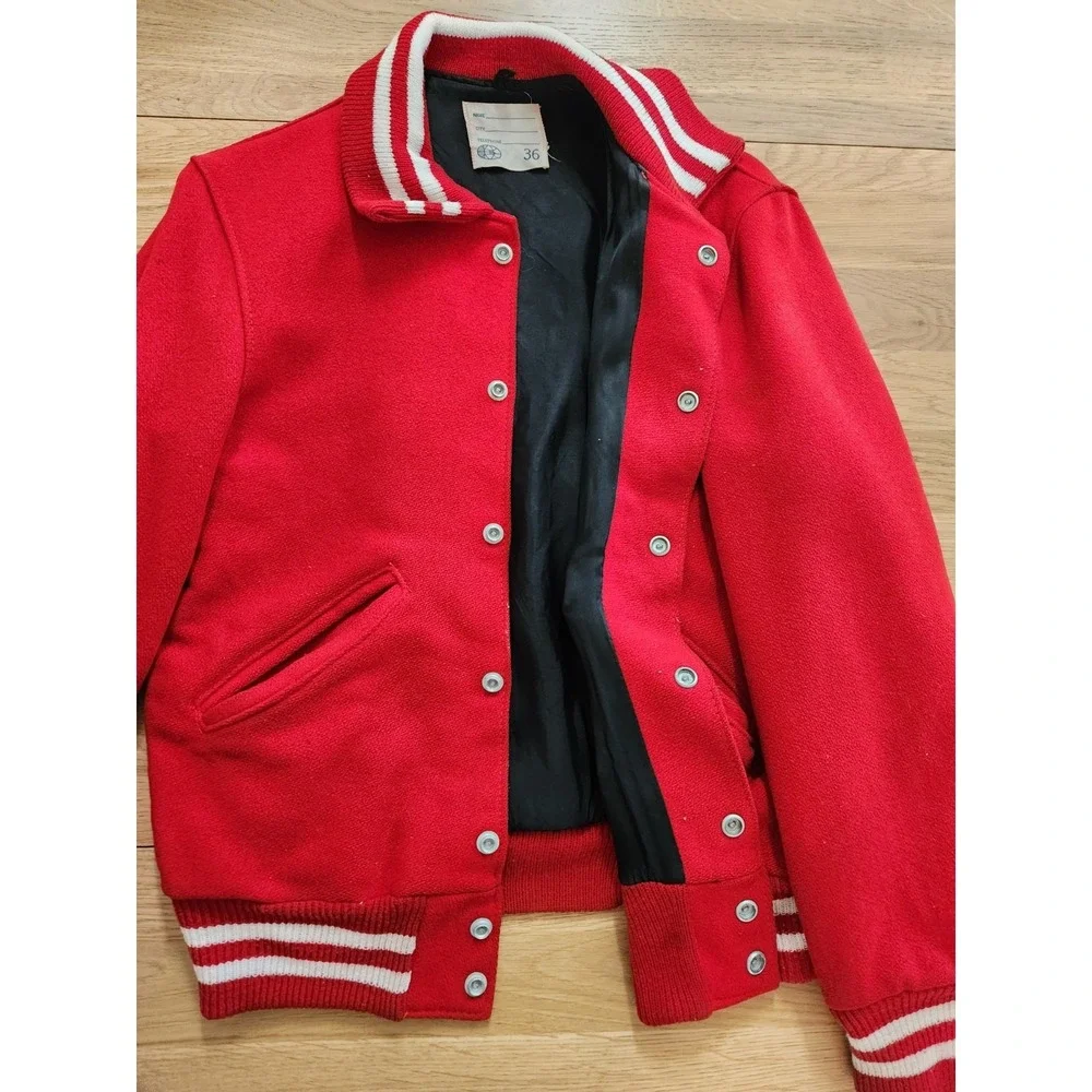 Vtg‎ DeLong Lettermans Varsity Jacket Red/White Size 36 Wool 1950s Jock Preppy